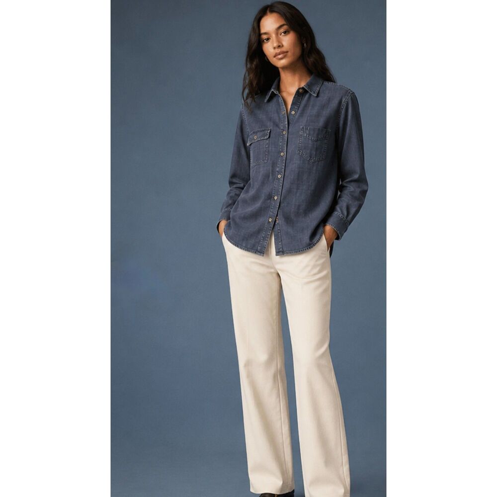 Rag & Bone Jean Blue Button-Down Shirt Size S‎ Country-Coded Minimalist